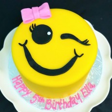 Emoji Pink Bow Fondant Cake