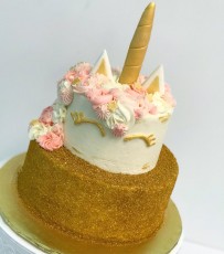 Unicorn Gold and Pink Tiered Cake
