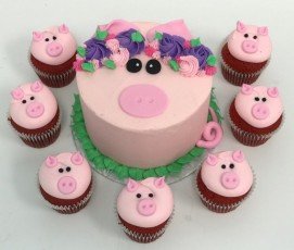 Pig Cake & Cupcakes