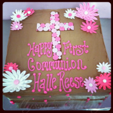 Pink and Brown Cross & Daisies