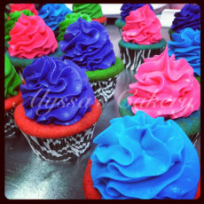 Neon and Zebra Cupcakes