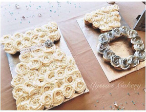 Bridal Gown and Ring Cupcake Cake