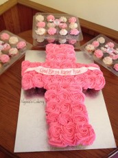 Rosette Cross and Matching Cupcakes