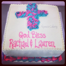 Aqua and Pink Rosette Cross