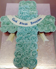 Blue Rosette Cupcake Cross