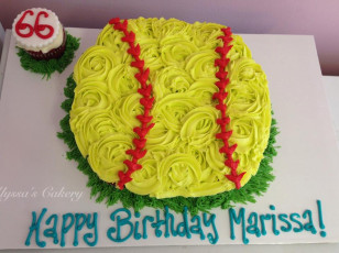 Girls Softball Cupcake Cake