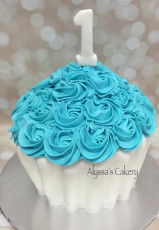 Blue and White Cupcake Cake