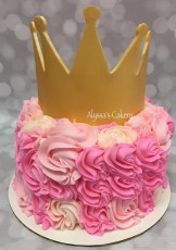 Gold Crown Pink Rosette Smash Cake