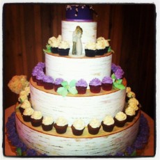 Birch Cupcake Tower-Lavendar and Blossoms