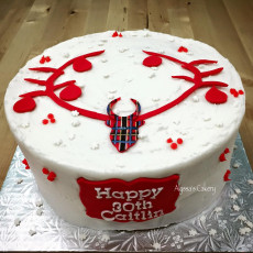 Christmas Deer Plaid Cake