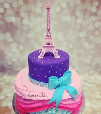 Girly Eiffel Tower Tiered Cake