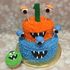 Little Monster Tiered Cake and Matching Smash Cake