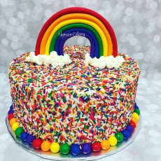 Rainbow Sprinkles and Fondant Rainbow on Top