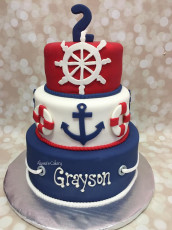 Nautical Anchor Tiered Cake
