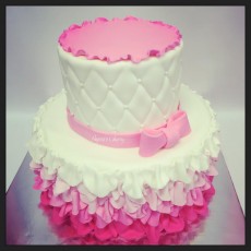 White and Pink Ombre Ruffle Cake