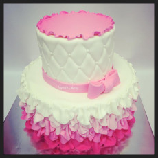 White and Pink Ombre Ruffle Cake