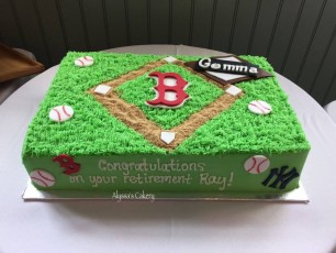 Red Sox Baseball Sheet Cake
