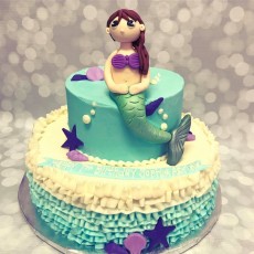 brown haired mermaid tiered cake!