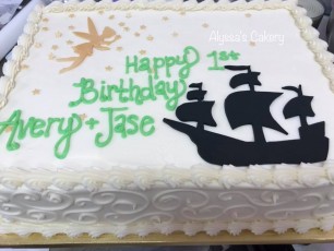 Tinkerbell and Pirate Ship Sheet Cake