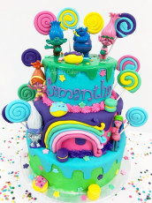 Trolls Tiered Lollypop Cake