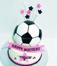 Girly Soccer Ball Tiered Cake