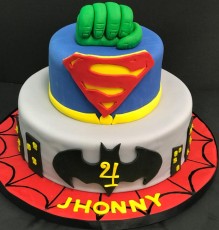 Superhero Tiered 4th Birthday Cake