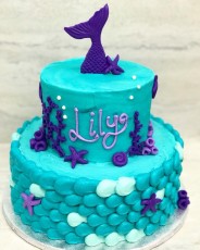 Mermaid/Buttercream Scale Tiered Cake