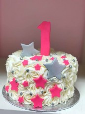 Silver and Hot Pink Star Smash Cake