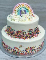 Pastel Rainbow Sprinkle Tiered Cake