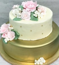 Fondant Flower Gold Painted Cake