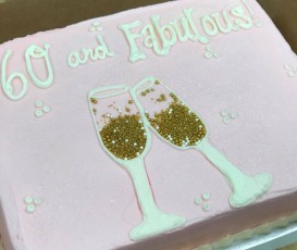 60 and Fabulous Champagne Glass Cake