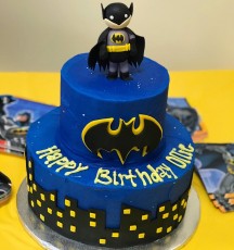 Batman Tiered Cake with 3D Fondant Batman on top