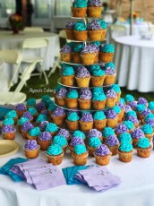 Pink and Teal Cupcake Tower