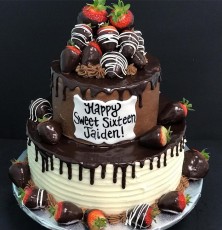 Chocolate Covered Strawberry Drip Cake