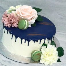 Navy Blue Drip Cake
